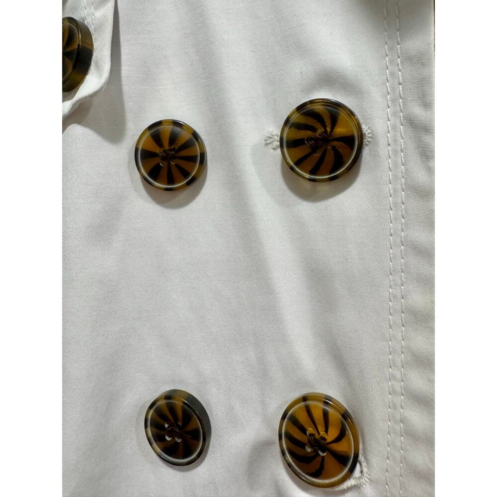 Bebe White Belted Trench Coat Ruffle Cuffs Statement Buttons M - Picture 4 of 8